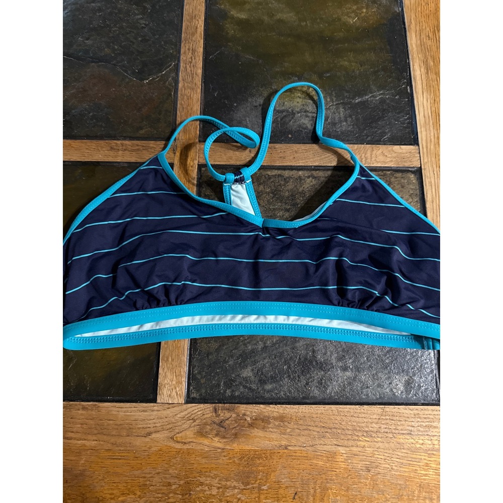 Carve Designs Women Blue Striped Racerback Bikini Top Size Large Made in USA